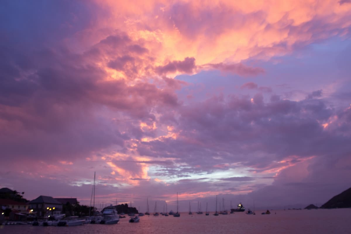 Purple and orange Caribbean sunset