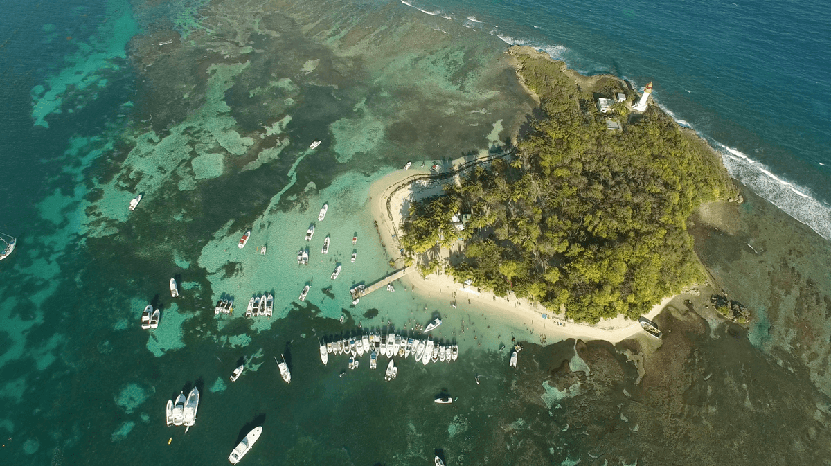 Ile du Grosier tropical island from above